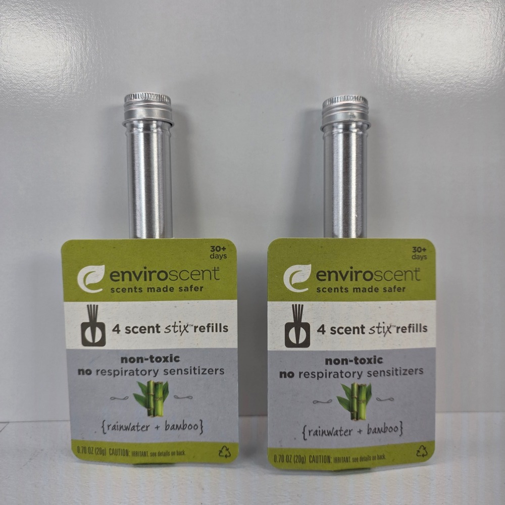 2 Pack Enviroscent Rainwater Bamboo Scent Stix Refills Non-Toxic Air Freshener